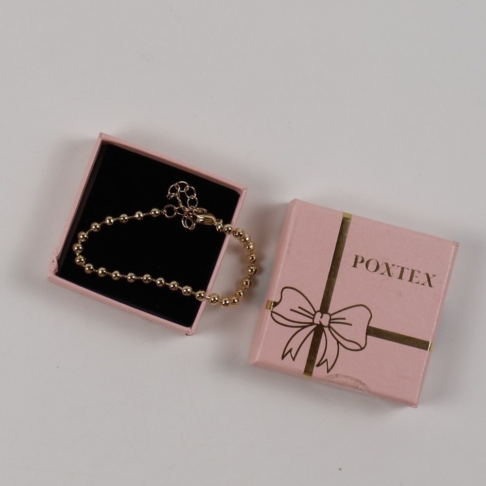 Poxtex Ball Chain Bracelet Gold Tone Beaded Minimalist Adjustable NEW
